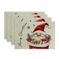 1/4/6/8/12pcs Christmas Dwarf Placemats 12.6"X16.5" Inches - Christmas Fabric Decorative Table Insul
