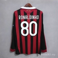 RONALDINHO 2010 2009 AC Milan 09/10 Retro Long Sleeve Soccer Jersey