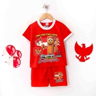 MERAH Red and White Suit for Children 6 Years Old 11 12 Years Old Girls One Set 17 August Age 1-14 Y