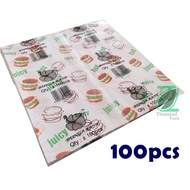 100pcs Burger Paper / Burger Wrapping Paper / Burger Wrapper / Sandwich Wrapper / Kertas Balut Burge