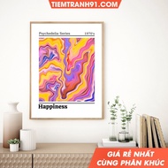 Tranh treo tường Retro Wall Aesthetic Room Decor Happiness Groovy Retro Wall Decor tặng kèm đinh tre