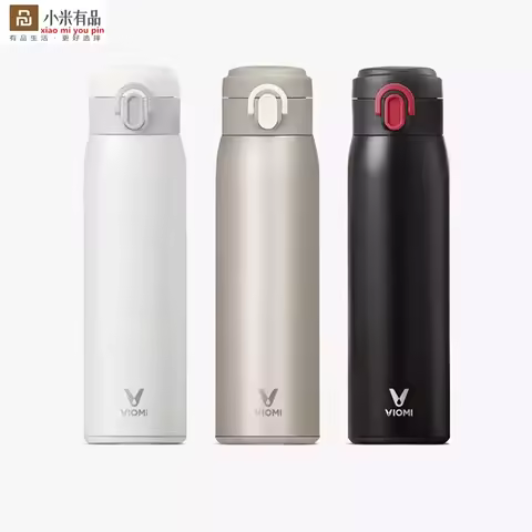 Xiaomi Viomi Portable Stainless Steel Vacuum Thermos Cup 300ML 24 Hours Thermal Flask Single Hand ON