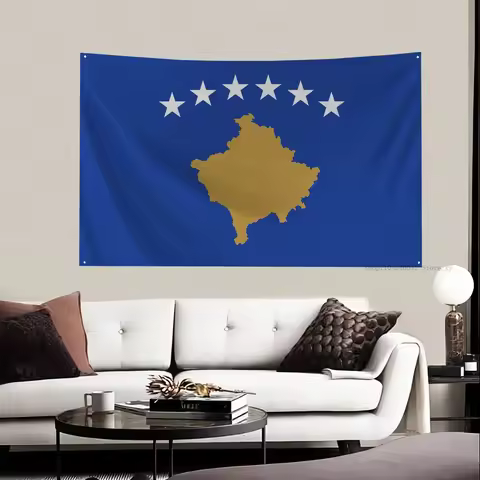 Republic Of Kosovo Flag Banners Four Hole Flag Polyester Outdoor Decor Room Aesthetic