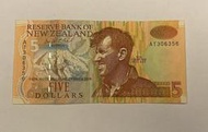 紐西蘭 舊鈔 紙幣 紙鈔 5元