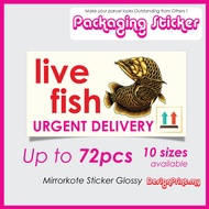 Arowana Live Fish Packaging Fragile Sticker | Stiker Ikan Hidup Pembungkusan Kotak