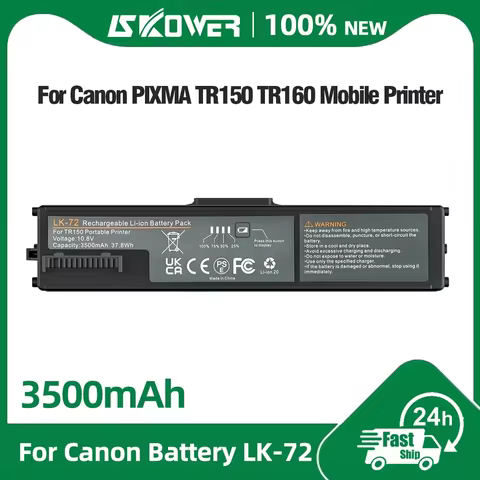 3500mAh LK-72 Battery for Canon PIXMA TR160 TR150 Wireless Portable Mobile Printer optional Battery 