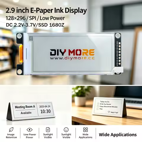 2.9 Inch E-Paper Display with High Contrast Sunlight Readable SSD1680Z Driver Chip for Electronic Sh