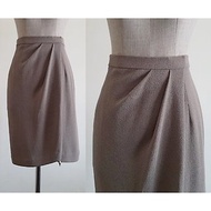 ANNE KLEIN Vintage Brown Wool Wrap Skirt
