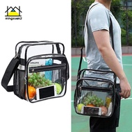 mingxuan2 Transparent PVC Shoulder Crossbody Bag Large Capacity Multi Poets Clear Storage Bag Travel