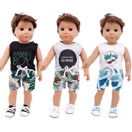 เสื้อผ้าตุ๊กตา 3 ชิ้น/เซ็ตหมวก + เสื้อ + กางเกงยีนส์สําหรับอเมริกัน 18 นิ้ว & 43 ซม.Born Logan ตุ๊กต
