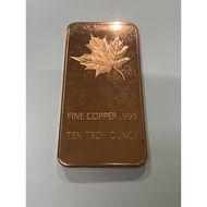 10 oz Ten Troy Ounces Maple Leaf .999 Fine Copper Bullion Bar Cu Element 10oz (Defects)