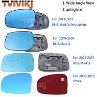 LY  Side Rearview Mirror Blue Glass Lens For Toyota REIZ Prius Wish 2003-2019 Wide Angle View anti glare Mark X