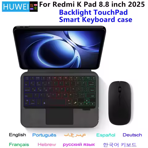 HUWEI Magic Keyboard for Xiaomi Redmi K Pad 2025 Case RedMi K Pad Kpad 8.8" Tablet Smart Cover Backl
