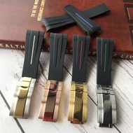 Silicone watch strap substitute for Rolex rubber b diver GMT Daytona black and green water ghost rub