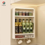 EMERAY Kitchen Storage Rack, No Punching Multi-layer Wall-Mounted Cupboard, Groceries Storage Spices