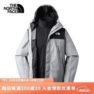 北面（The North Face）三合一冲锋衣男秋冬户外防风保暖防水耐磨夹克外套 GVV/灰色 XXL/185