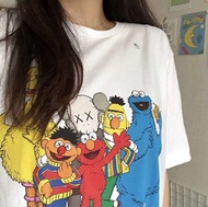 Jay Chou Sesame Street cartoon family short sleeve T-shirt men and women bf wind cotton couple tops