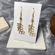 水草瑪瑙黃銅耳環