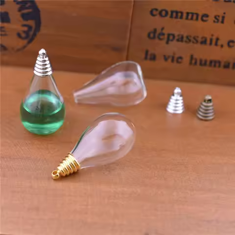 5pcs 37*18mm Glass Drop Vase With Cap Glass Bottle Pendant DIY Jewelry Making Materials Jewelry Acce