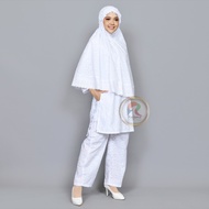Raisma - Hannah Set Perlengkapan Umroh Haji Wanita Setelan Baju Ihrom Lengkap Bergo Warna Putih Katu