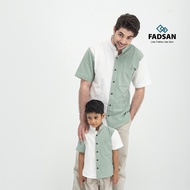 Baju Kemeja Koko Couple Ayah dan Anak Pakaian Kombinasi Dua Warna Polos Fadsan BiB Series Atasan Pri