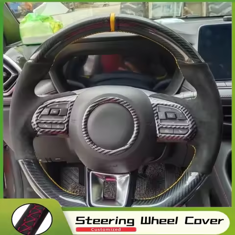 Customized Car Steering Wheel Cover Suede Carbon Fiber Leather For MG ZS HS GS 5 6 RX5 RX8 ZST ZS EV