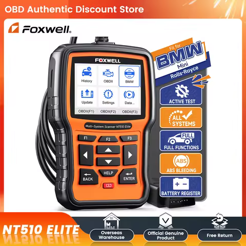 FOXWELL NT510 Elite OBD 2 Scanner All Systems Automotive Code Reader Bi-Directional Control 30+ Rese