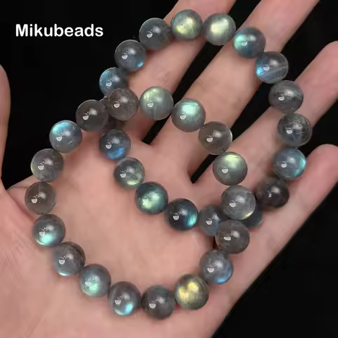 Natural AA+ Labradorite 9mm 10mm 12mm Smooth Shinny Round Loose Beads For Jewelry Making DIY Bracele
