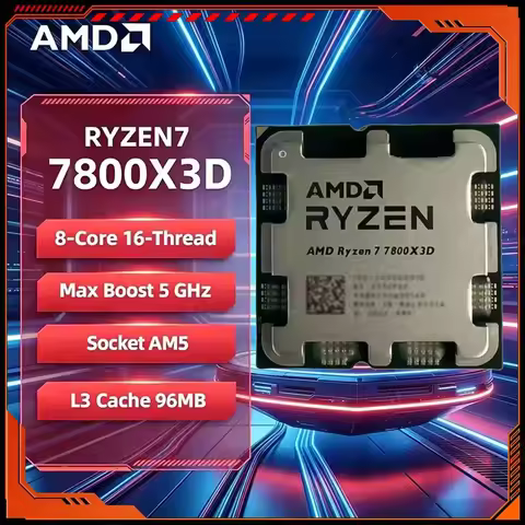 AMD CPU Ryzen 7 7800X3D New R7 7800X3D 5.0 GHz 8-Core 16-Thread 5NM 96M 100-100000910 Socket AM5 Tra