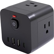 Multi Plug Outlet Extender, 4 AC Outlets and 4 USB Ports, Wall Charger for Home, School and Office(B