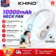 【Ready Stock】Khind Neck Fan 10000mAh Portable Rechargeable Fan 5-level Wind Speed Adjustment 360° Su