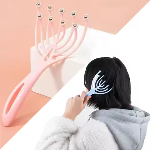 1 Pc Head Massager Scalp Neck Comb Roller Five Finger 9 Claws Steel Ball Hand Held Relax Spa Hair Ca
