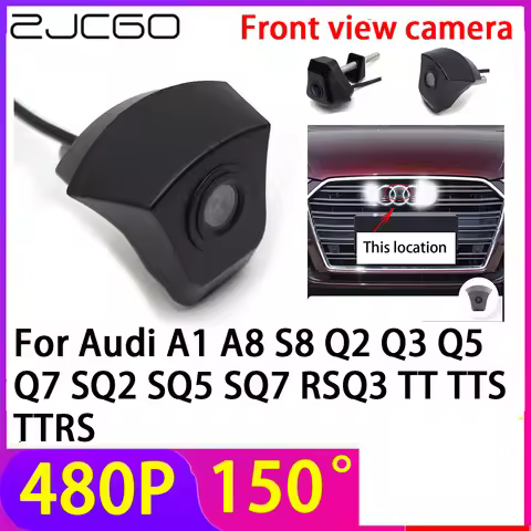 ZJCGO 480P 150° LOGO Car Parking Front View Camera Waterproof for Audi A1 A8 S8 Q2 Q3 Q5 Q7 SQ2 SQ5 