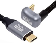 NFHK Opposite U Shape Back Angled USB-C USB 3.1 Type C Male to Male Extension Data Cable 10Gbps 100W