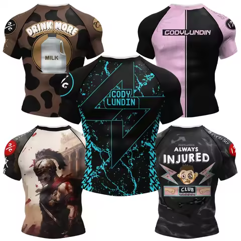 BJJ Rashguard No Gi Personal Sublimation BJJ Rashguard No Gi Short Sleeve Black MMA Fighting Compres