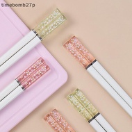 (time) Amber Cherry Blossom Alloy Chopstis Chinese Chopstis Reusable Tableware
 （MY）