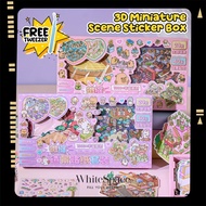 Whitespace 3D Scene Miniature Scene Sticker Box Cute Landscape Sticker Gift for Bestie Diy Hobby