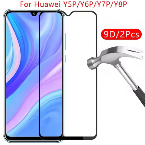 9d protective tempered glass for huawei y5p y6p y7p y8p screen protector on huwei hawei huawe huawi 