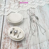 AROMA Velvet Ring Box, Handmade 2 Slots/3 Slots Three Ring Box, Storage Box Oval Shape Vintage Style