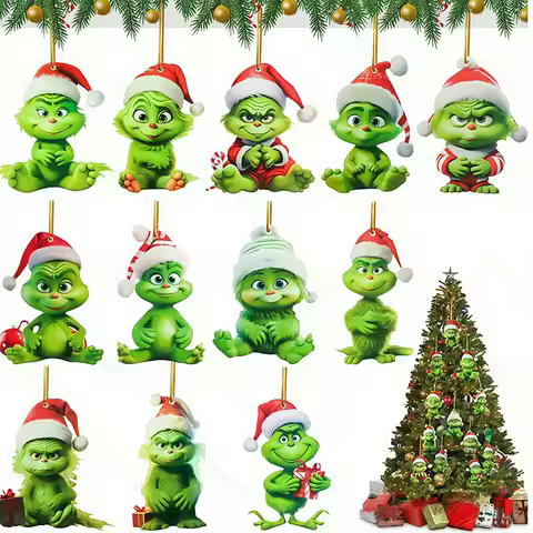 Creative Grinch Christmas Tree Decoration Green Hanging Ornament Cartoon Pendants Craft Holiday Than