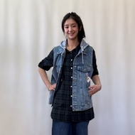 時髦丹寧連帽牛仔背心