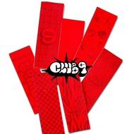 RED Fingerboard foamtape. Club 9 laser engraved slimtapes. RED