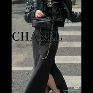 Chanel Vintage 黑色魚子醬橫版化妝包