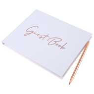Wedding Guest Book Wedding Books Paper+Metal for Guests to Sign,Baby Shower Sign in Guest Book,with Pen