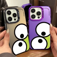Funny Screen Frog Phone Case Compatible for IPhone 11 12 13 Pro 14 15 7 8 Plus SE 2020 XR X XS Max Hard PC Casing Metal Lens Protector Large Hole Frame