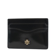TORY BURCH EMERSON Gold Letter LOGO Patent Leather Business Card Holder-Black