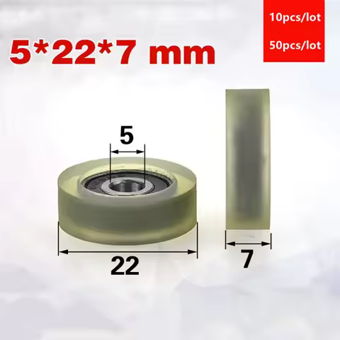10pcs/50pcs 5*22*7mm PU 625RS 625-2RS drawer showcase low noise roller bearing friction pulley 5x22x