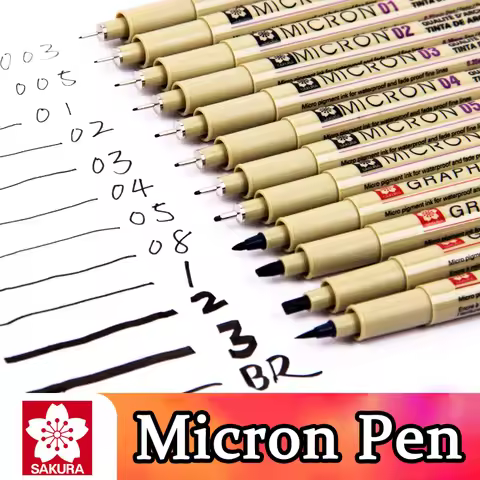 Sakura Pigma Micron Pen Set Waterproof No-Leaking Smooth Black Ink Drawing Markers Fineliner Handlet