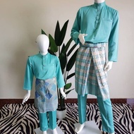 [Ready Stock]Baju Melayu Moden Slim Fit - Sedondon Ayah &amp; Anak - Baju Melayu Hijau Min - Mint Green - Leher Cekak Musang