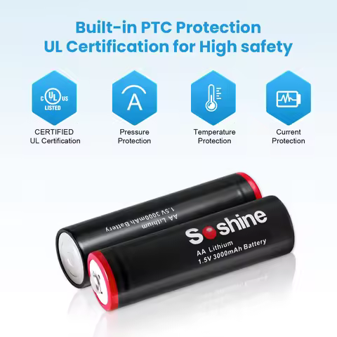 Soshine 1.5 Volt 3000mAh Batteries AA 1.5V Lithium Battery Non-Rechargeable Li-ion Battery for Flash